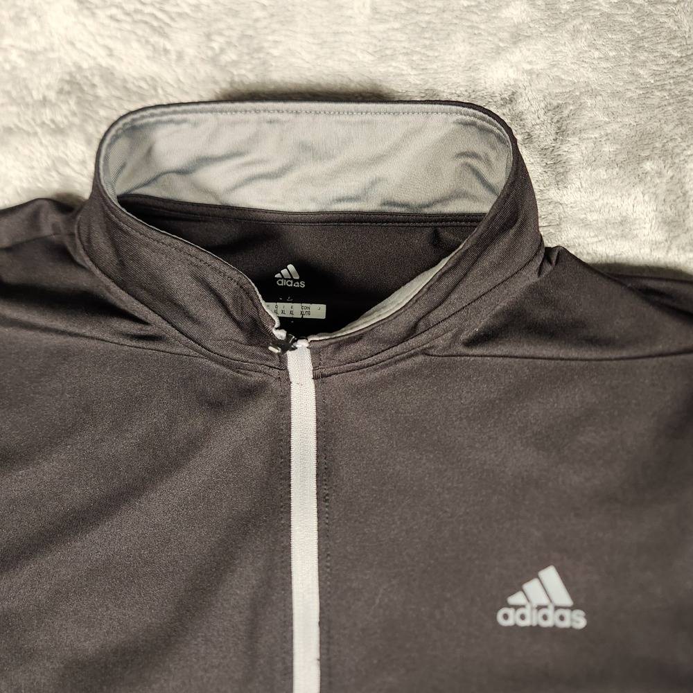 Adidas Pullover Mens XL ADVR0807 Black Quarter Zip Reflective Long Sleeve EUC - Picture 3 of 9